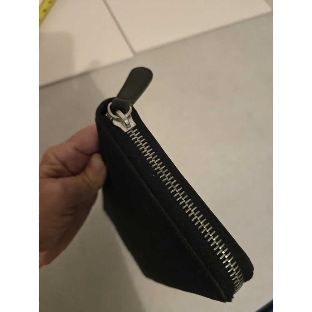 COACH Black Slim Business Card Holder Full Zip Organizer leather interior. In...